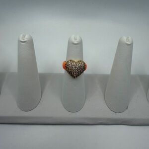 Sparkling Heart Gold and Orange Ring